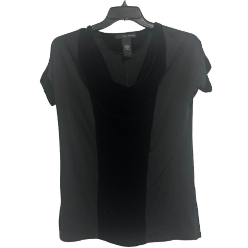 Calvin Klein Black Velvet Blouse Womens Size S
